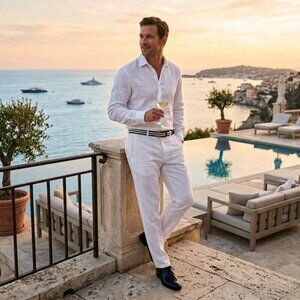 TAZIO Mens Solid Dress Pants Hemmed Bottom Trouser Slim Fit-Flat Front Size 20